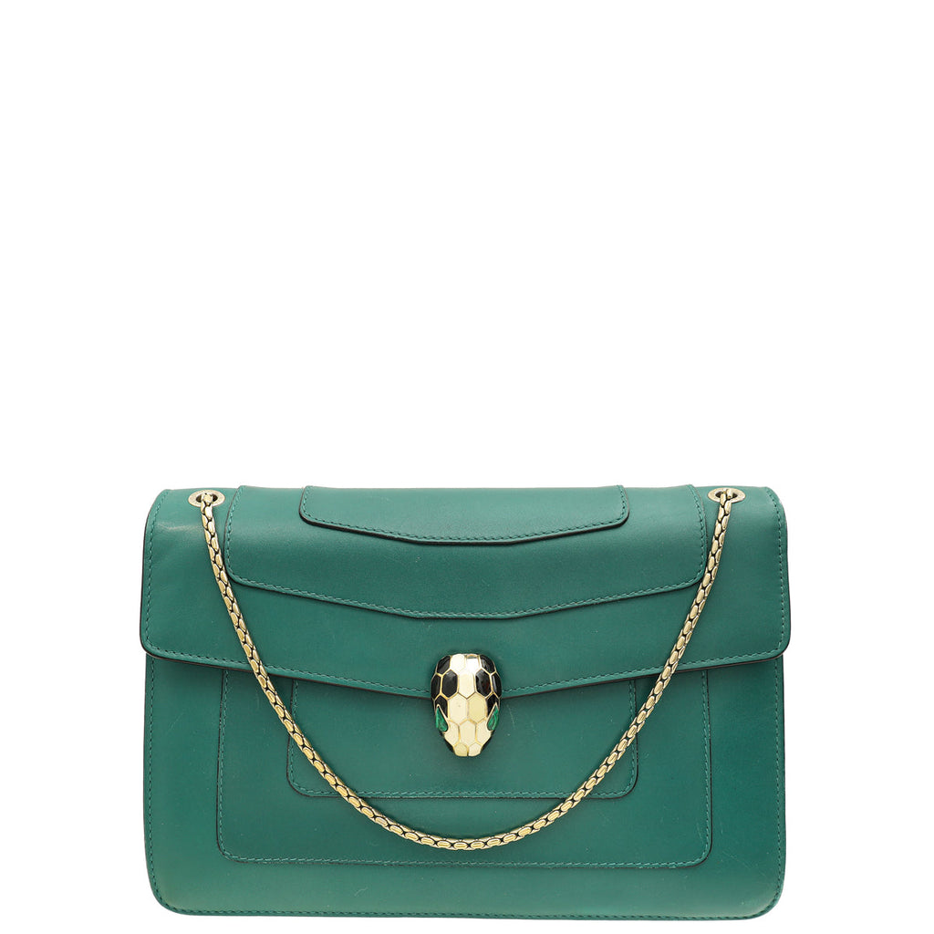 Bvlgari Emerald Green Serpenti Forever Medium Shoulder Bag