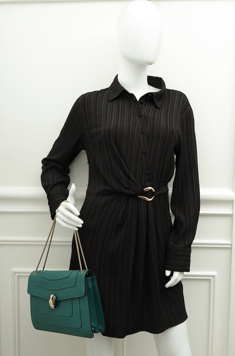 Bvlgari Emerald Green Serpenti Forever Medium Shoulder Bag