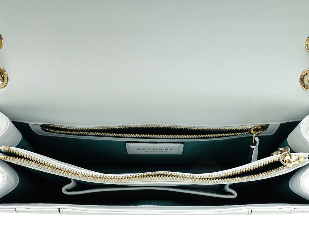 Bvlgari White Serpenti Forever Medium Shoulder Bag
