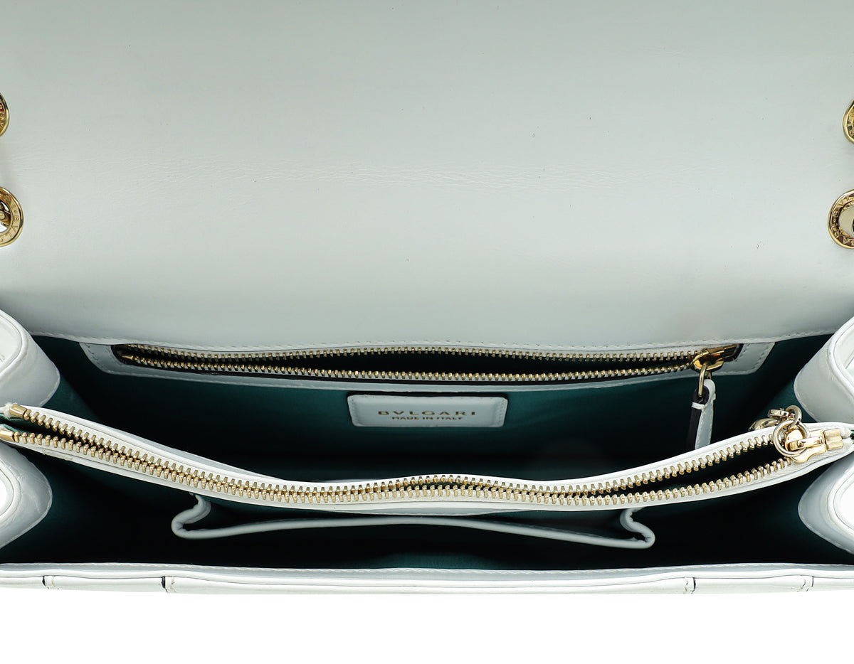 Bvlgari White Serpenti Forever Medium Shoulder Bag