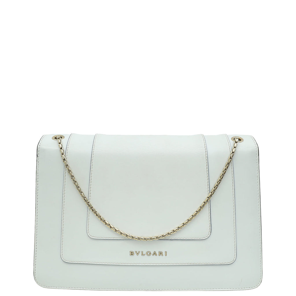 Bvlgari White Serpenti Forever Medium Shoulder Bag