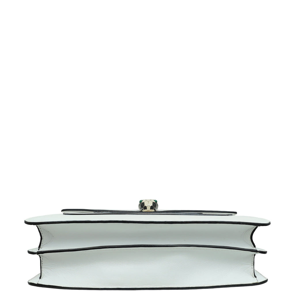 Bvlgari White Serpenti Forever Medium Shoulder Bag