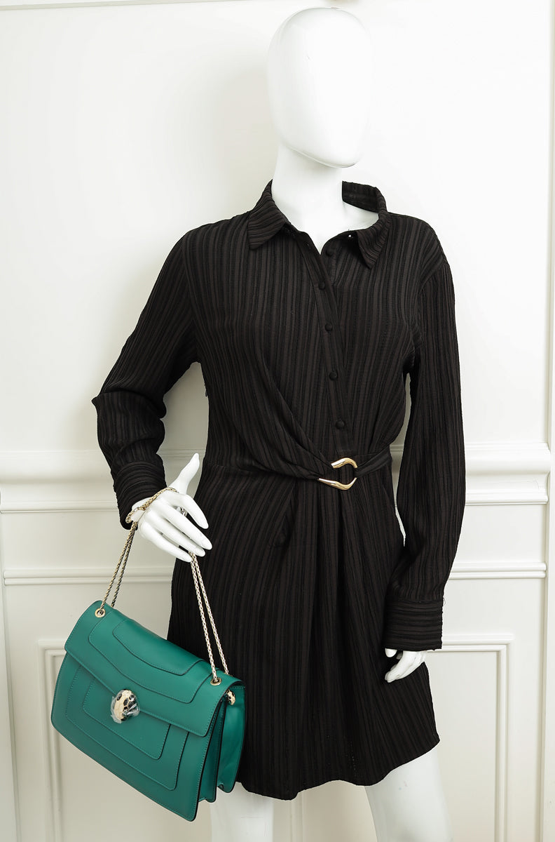 Bvlgari Green Serpenti Forever Flap Shoulder Bag