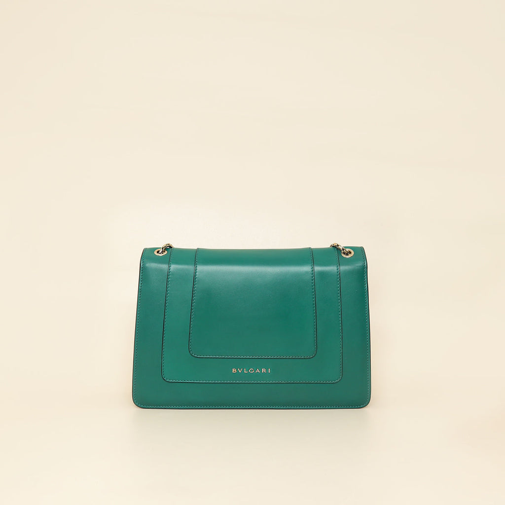 Bvlgari Green Serpenti Forever Flap Shoulder Bag