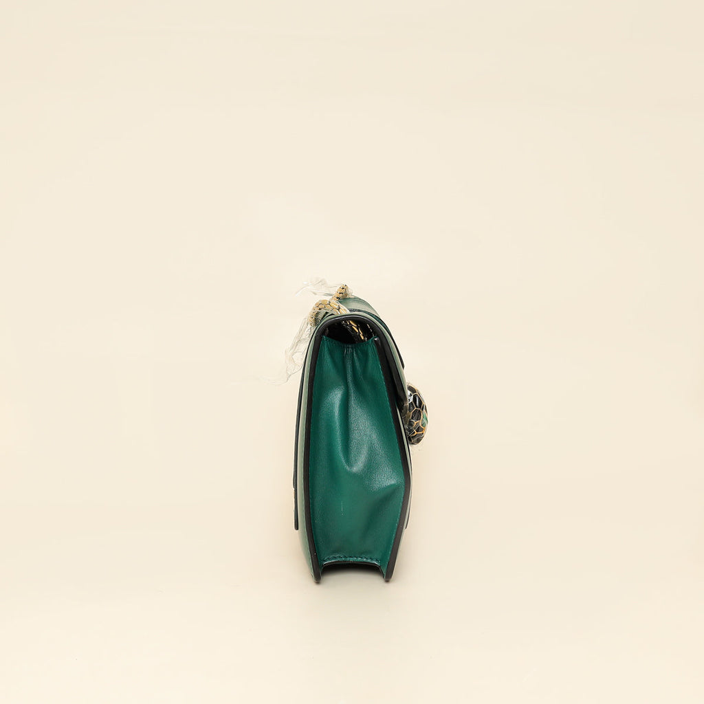 Bvlgari Green Serpenti Forever Flap Shoulder Bag