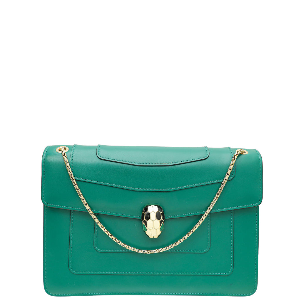 Bvlgari Emerald Green Serpenti Forever Medium Shoulder Bag