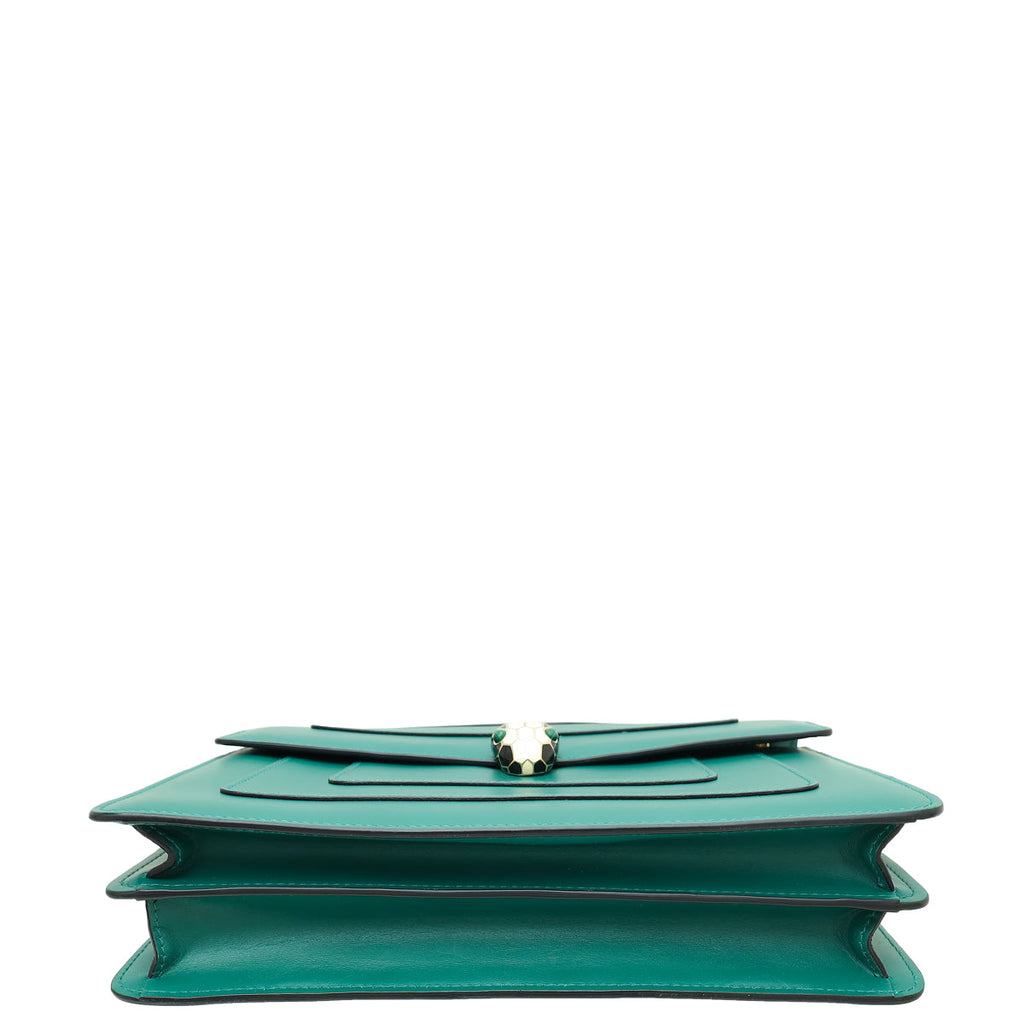 Bvlgari Emerald Green Serpenti Forever Medium Shoulder Bag
