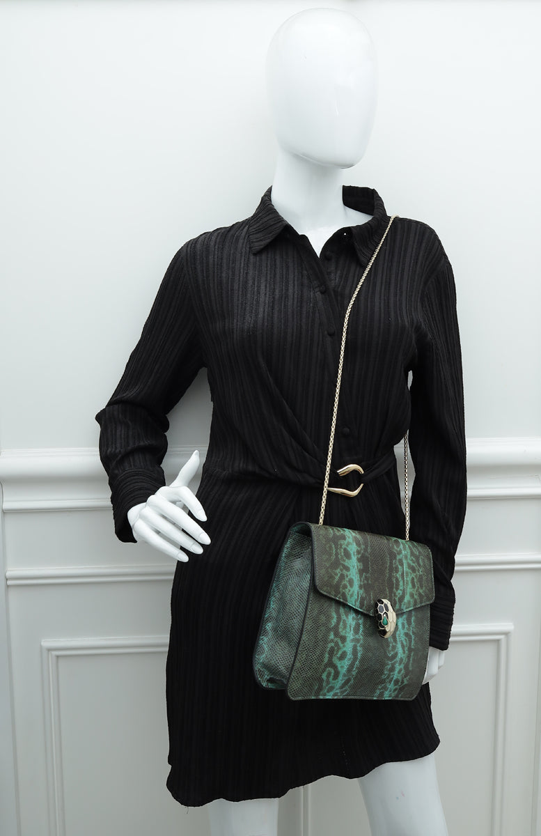 Bvlgari Green Karung Serpenti Forever Bag