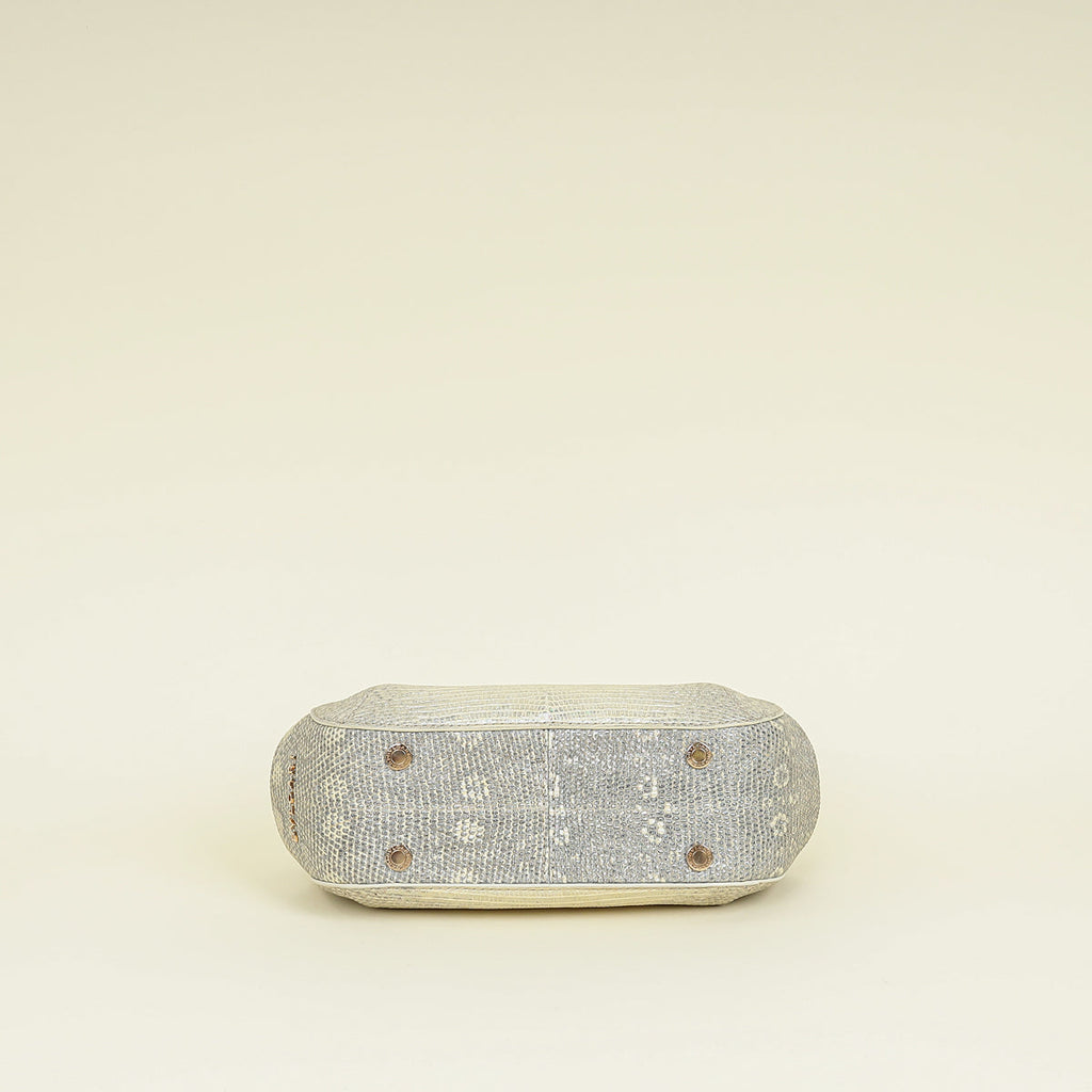 Bvlgari Metallic Ombre Gray Beige Iridescent Shiny Lizard Bag