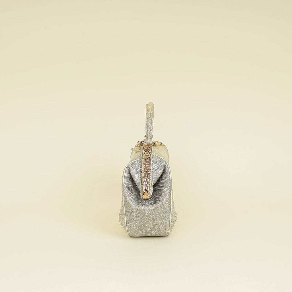 Bvlgari Metallic Ombre Gray Beige Iridescent Shiny Lizard Bag