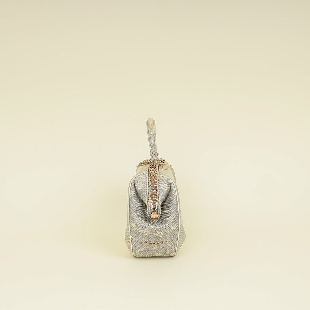 Bvlgari Metallic Ombre Gray Beige Iridescent Shiny Lizard Bag