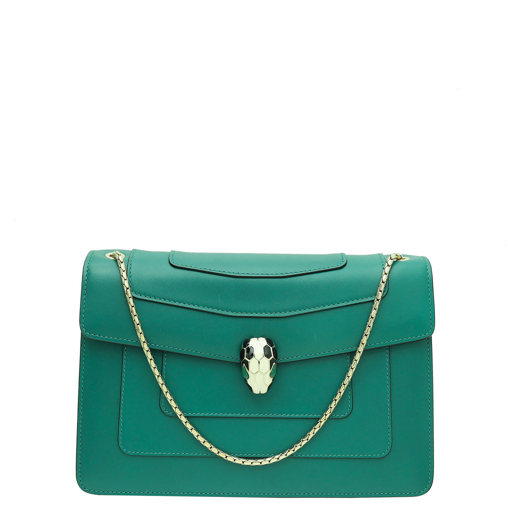 Bvlgari Green Serpenti Forever Medium Shoulder Bag