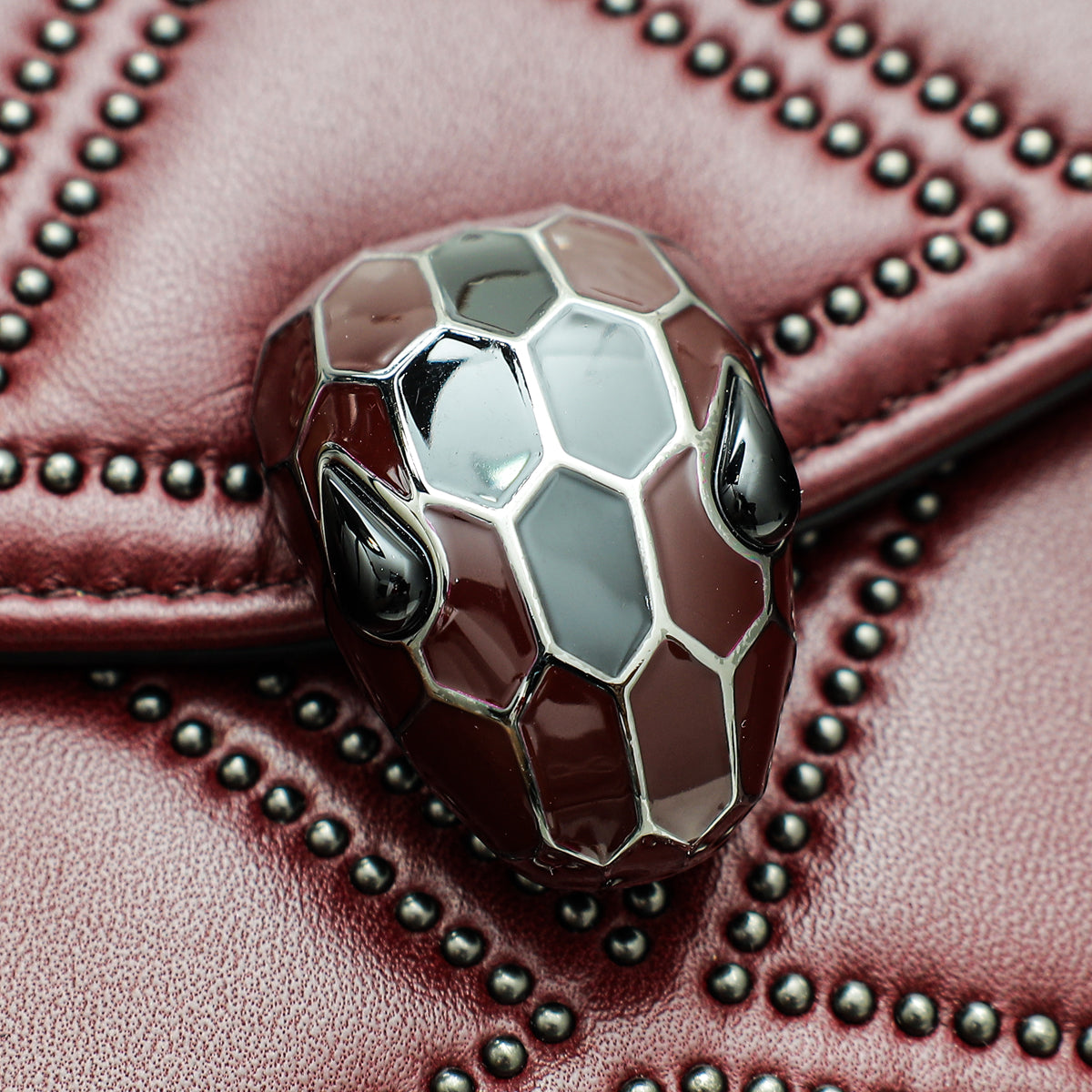 Bvlgari Burgundy Serpenti Forever Studded Small Shoulder Bag
