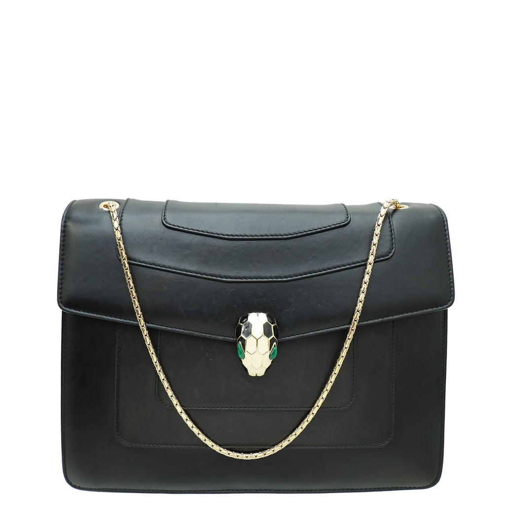 Bvlgari Black Serpenti Forever Large Shoulder Bag