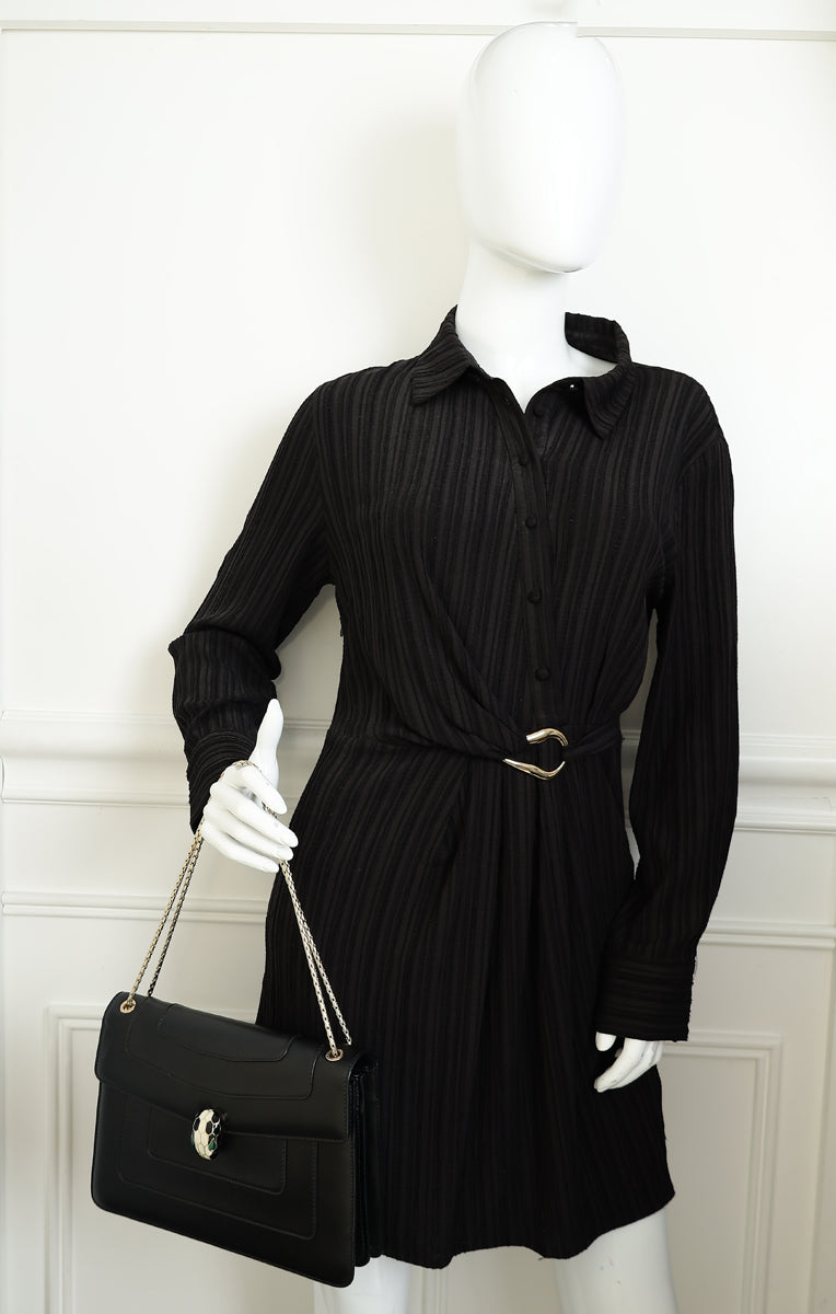 Bvlgari Black Serpenti Forever Flap Shoulder Bag