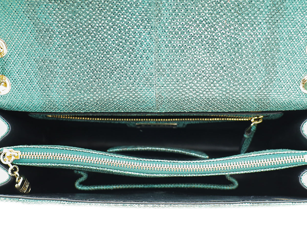 Bvlgari Metallic Green Karung Serpenti Forever Medium Shoulder Bag