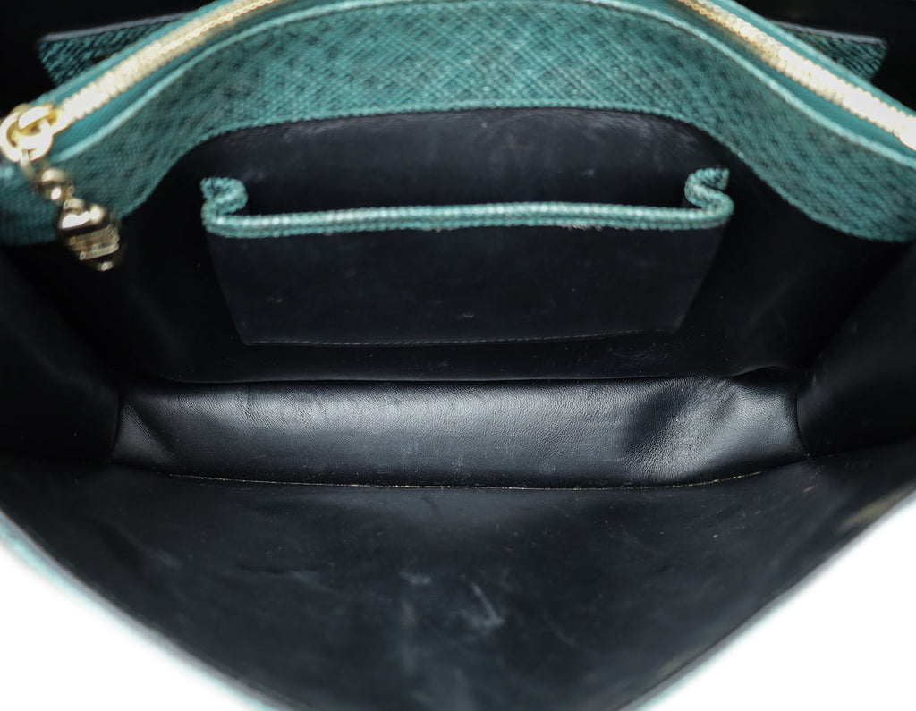 Bvlgari Metallic Green Karung Serpenti Forever Medium Shoulder Bag