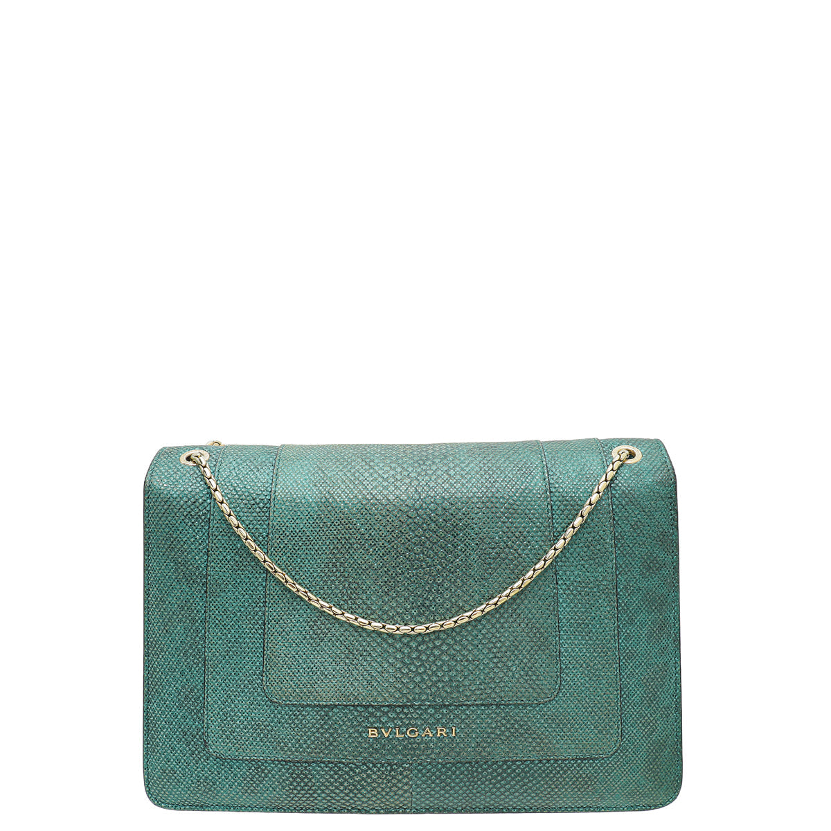 Bvlgari Metallic Green Karung Serpenti Forever Medium Shoulder Bag