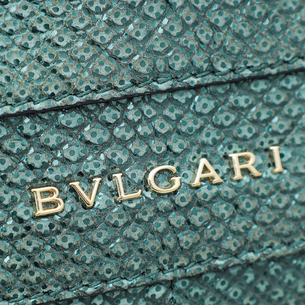Bvlgari Metallic Green Karung Serpenti Forever Medium Shoulder Bag
