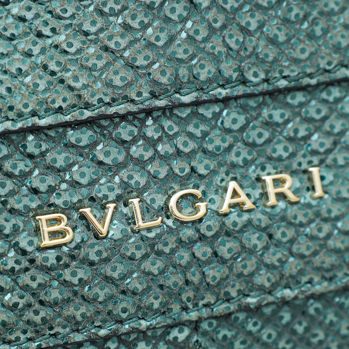 Bvlgari Metallic Green Karung Serpenti Forever Medium Shoulder Bag
