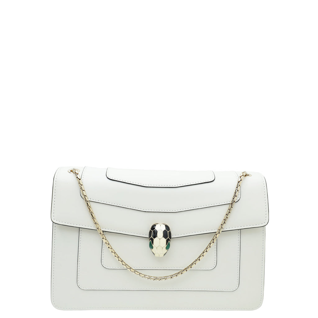 Bvlgari Cream Serpenti Forever Medium Shoulder Bag
