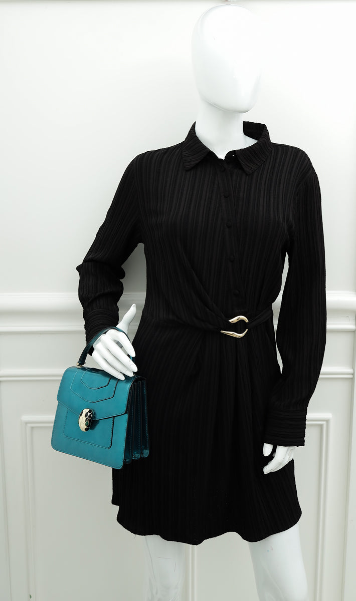 Bvlgari Blue Teal Serpenti Forever Top Handle Bag