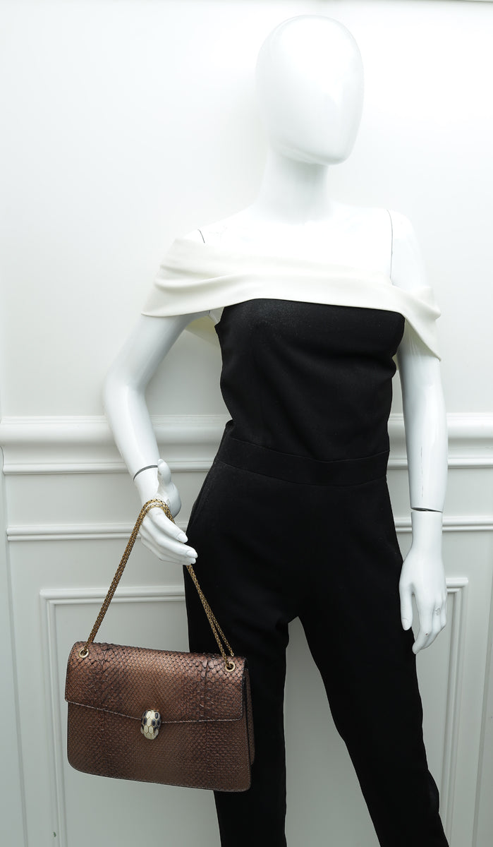 Bvlgari Light Bronze Python Serpenti Forever Ltd.Ed 35/30 Bag