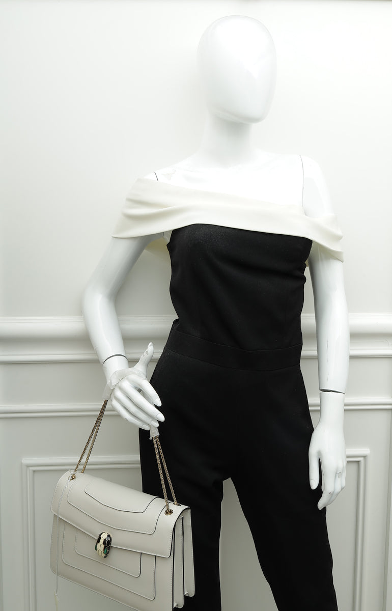 Bvlgari White Agate Serpenti Forever Shoulder Bag
