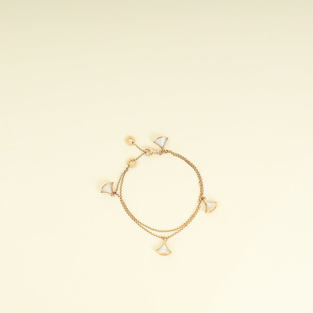 Bvlgari 18K Rose Gold Diva's Dream MOP 4 Motifs Bracelet