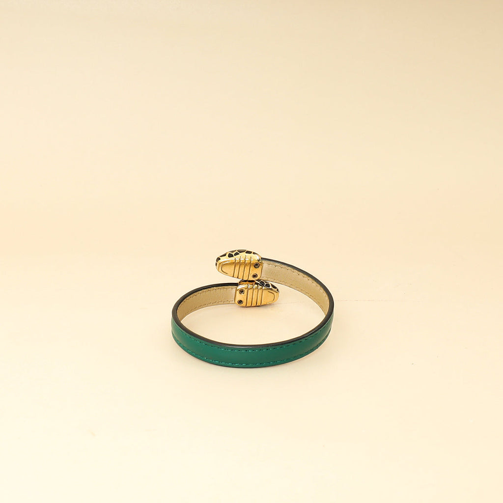 Bvlgari Emerald Green Serpenti Forever Leather Bracelet