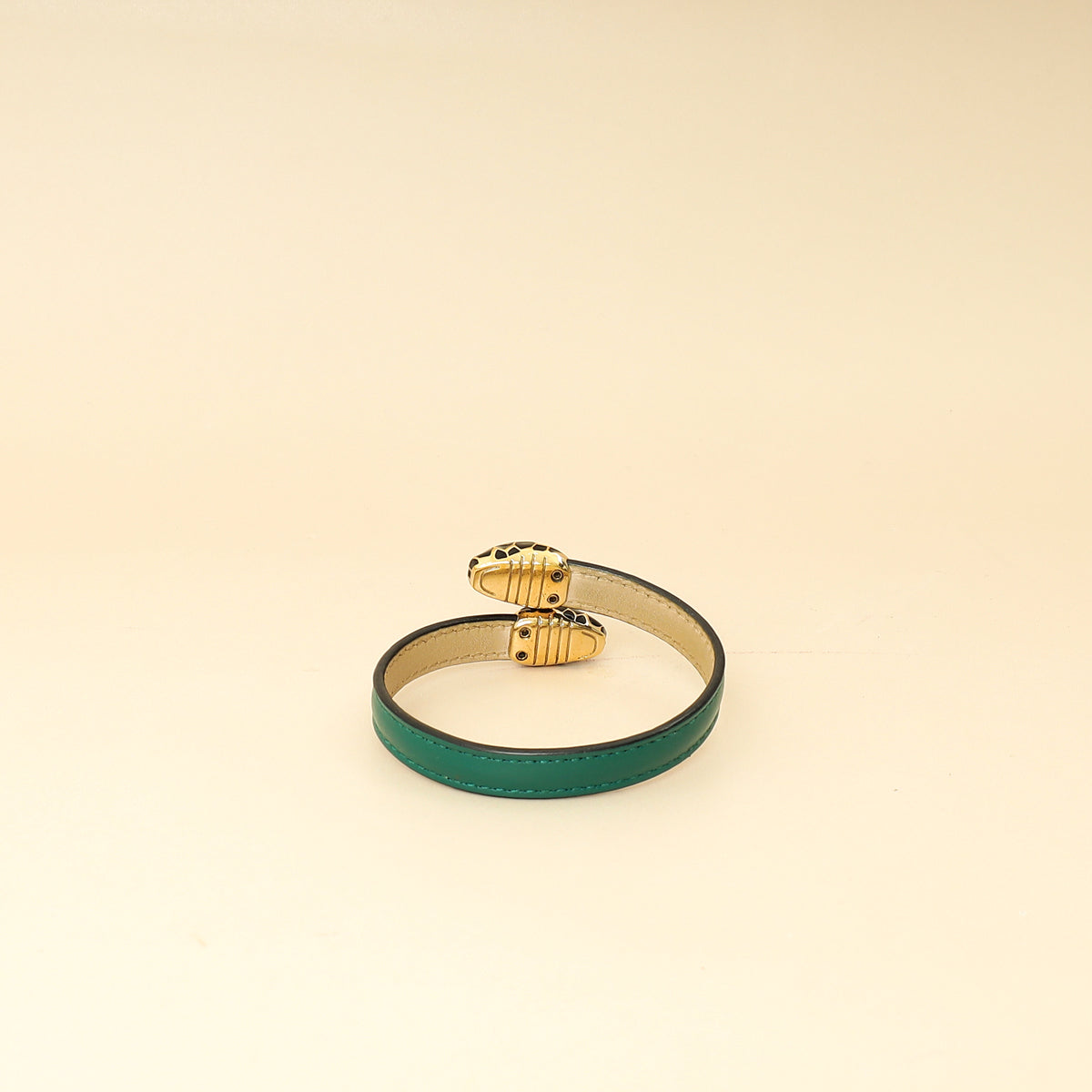 Bvlgari Emerald Green Serpenti Forever Leather Bracelet