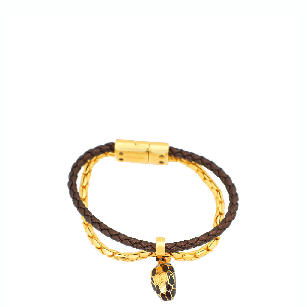 Bvlgari Metallic Chocolate Serpenti Forever Braided Chain Bracelet