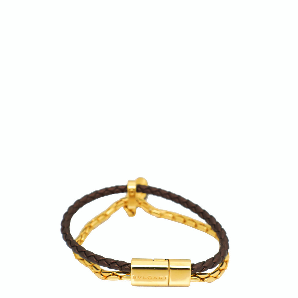 Bvlgari Metallic Chocolate Serpenti Forever Braided Chain Bracelet