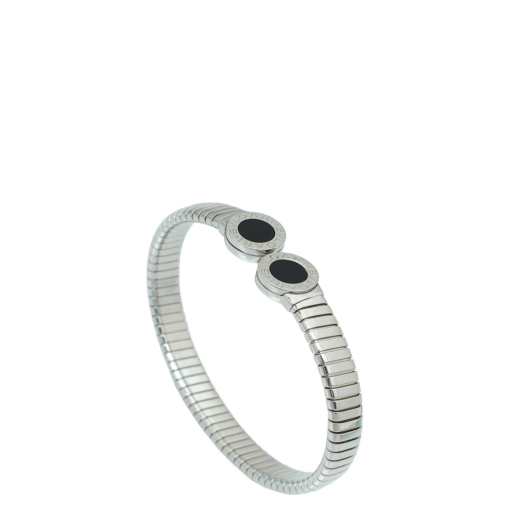 Bvlgari Steel Black Onyx Bvlgari Cuff Bracelet