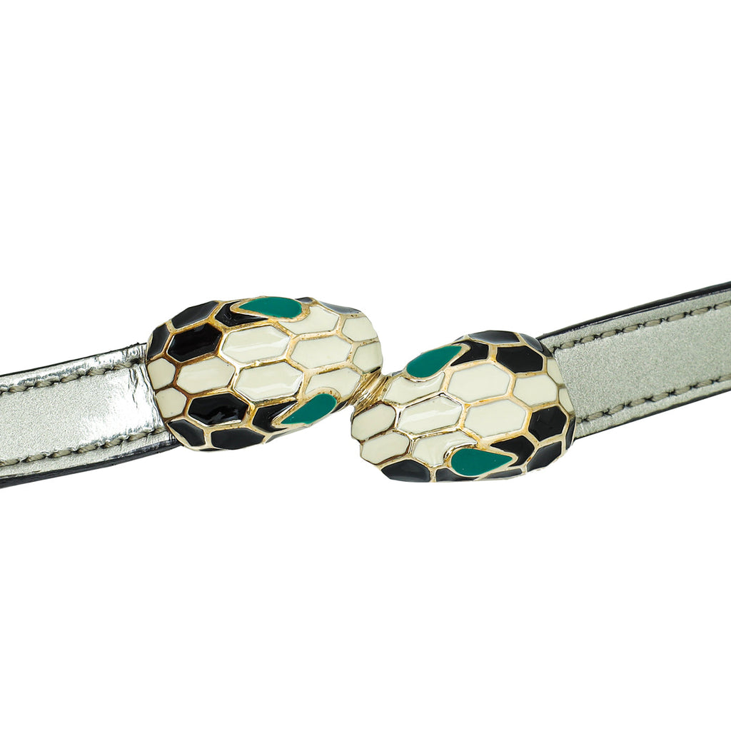 Bvlgari Metallic Silver Serpenti Forever Double Coil Bracelet