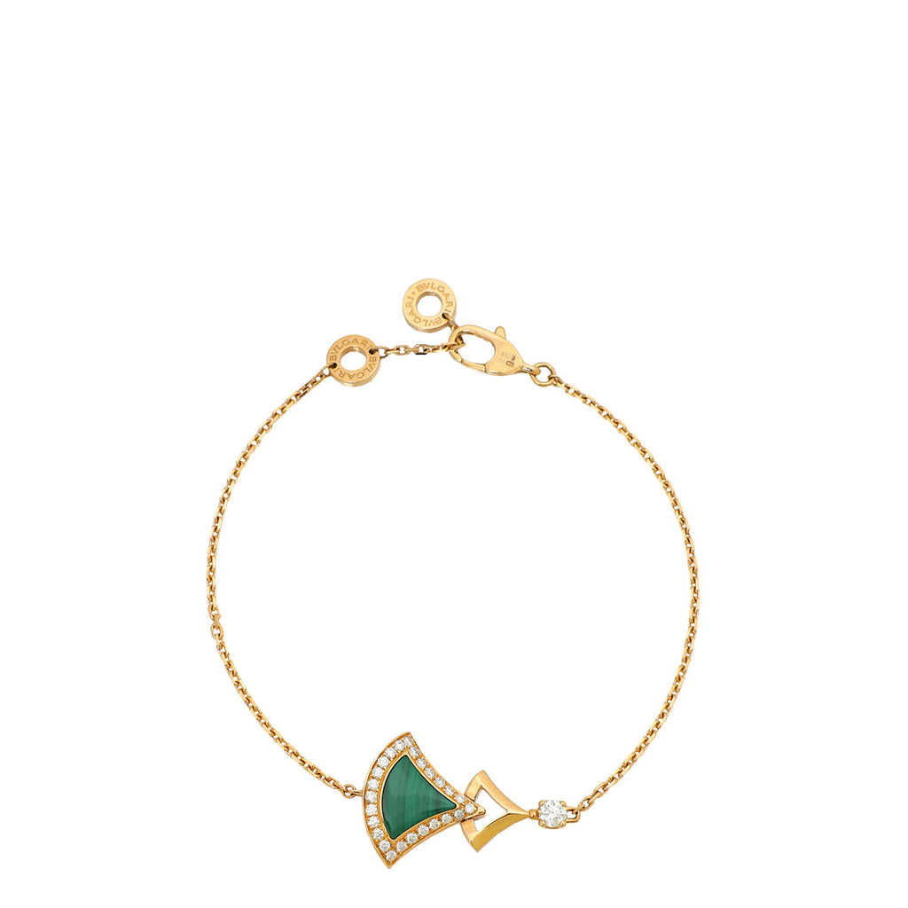 Bvlgari 18K Rose Gold Diamond Malachite Diva's Dream Bracelet