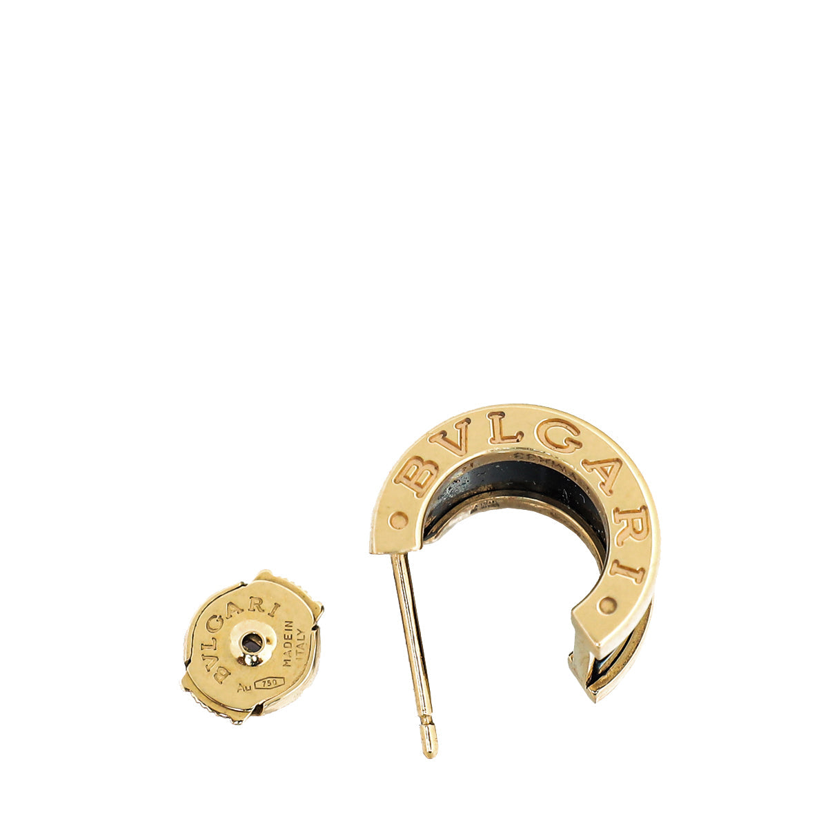 Bvlgari 18K Yellow Gold with Black Ceramic B. Zero1 Earrings