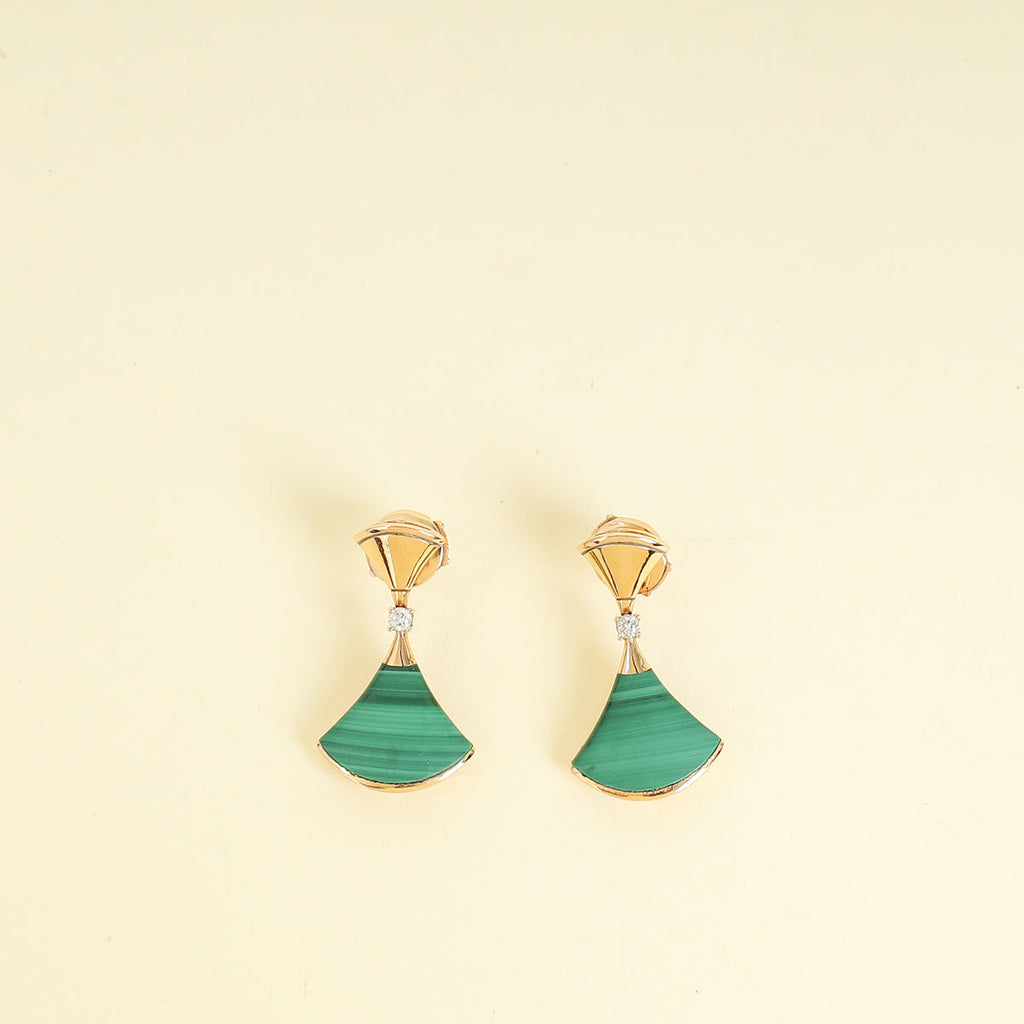 Bvlgari 18K Rose Gold Divas’ Dream Malachite Diamond Earrings