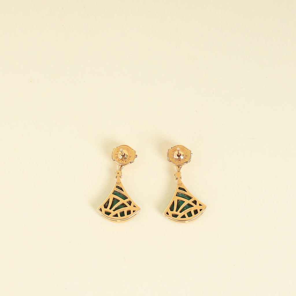 Bvlgari 18K Rose Gold Divas’ Dream Malachite Diamond Earrings