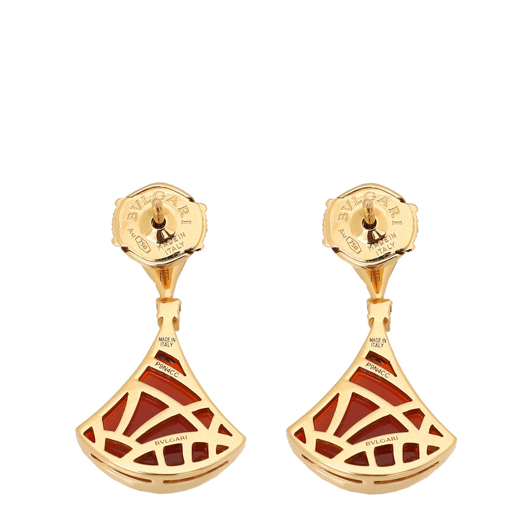 Bvlgari 18K Rose Gold Carnelian Diamond Diva's Dream Earrings