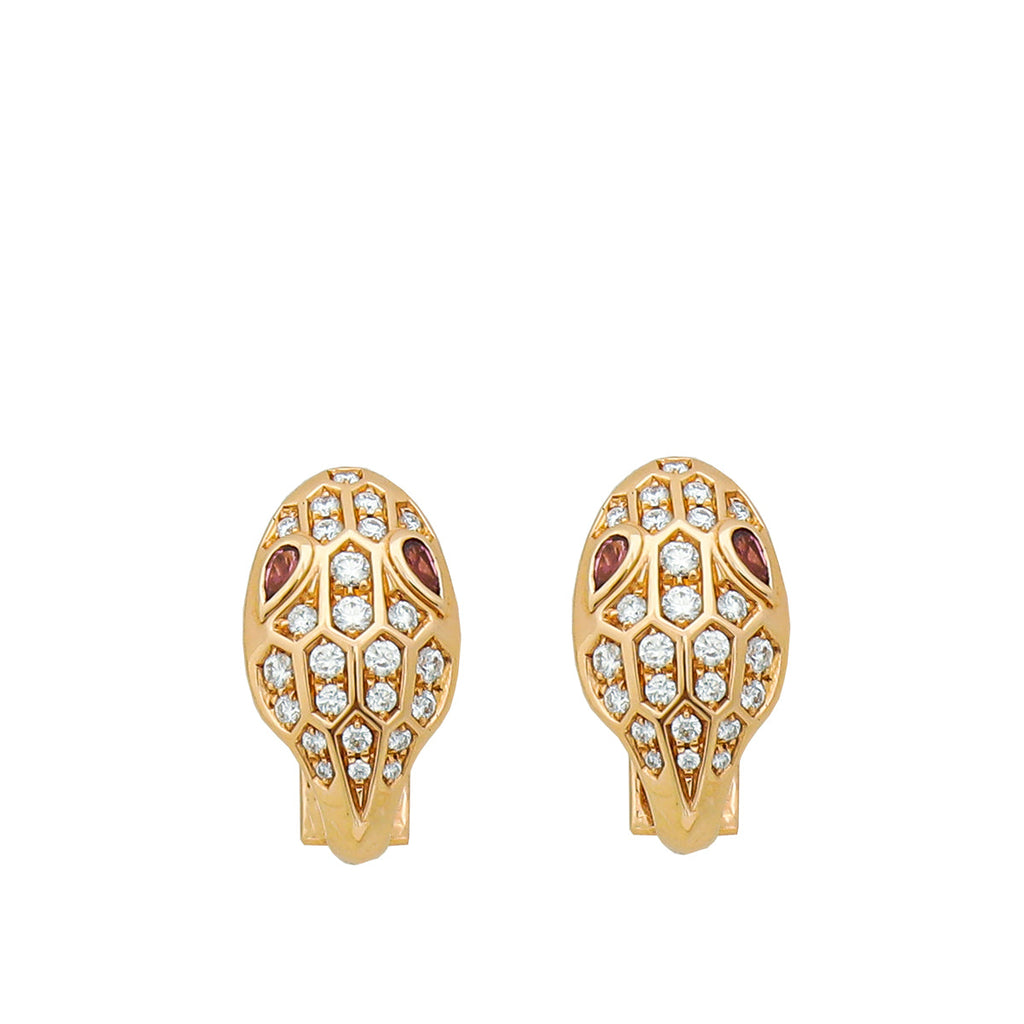 Bvlgari 18K Rose Gold Diamond Serpenti Earrings