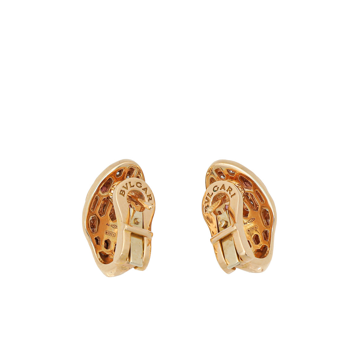 Bvlgari 18K Rose Gold Diamond Serpenti Earrings