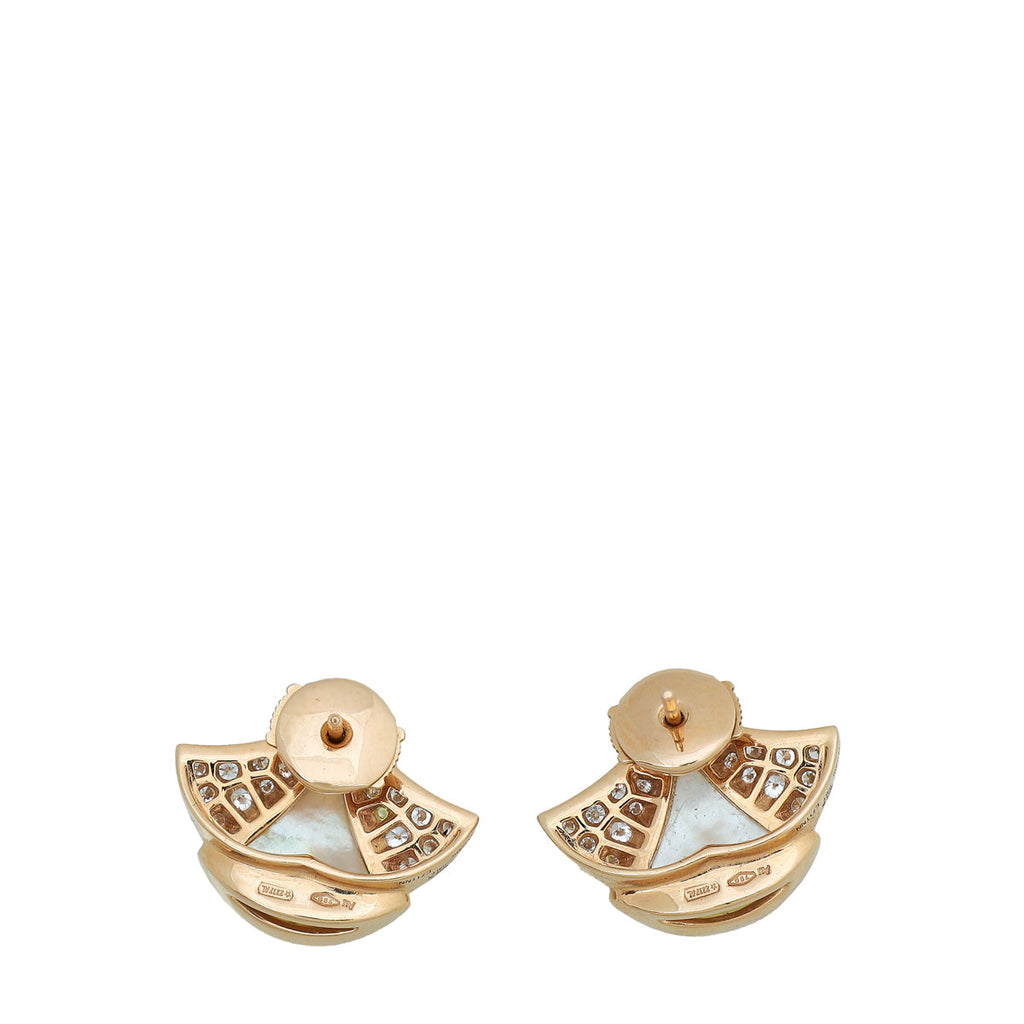 Bvlgari 18K Rose Gold MOP Diamond Diva's Dream Stud Earrings