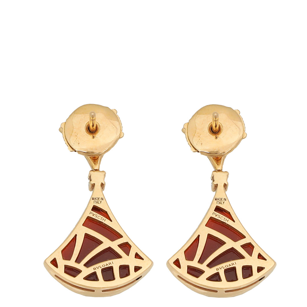 Bvlgari 18K Rose Gold Carnelian Diamond Diva's Dream Earrings