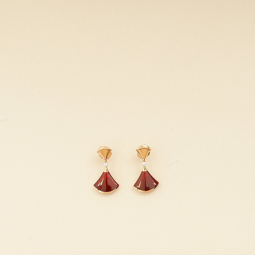 Bvlgari 18K Rose Gold Carnelian Diamond Diva's Dream Earrings