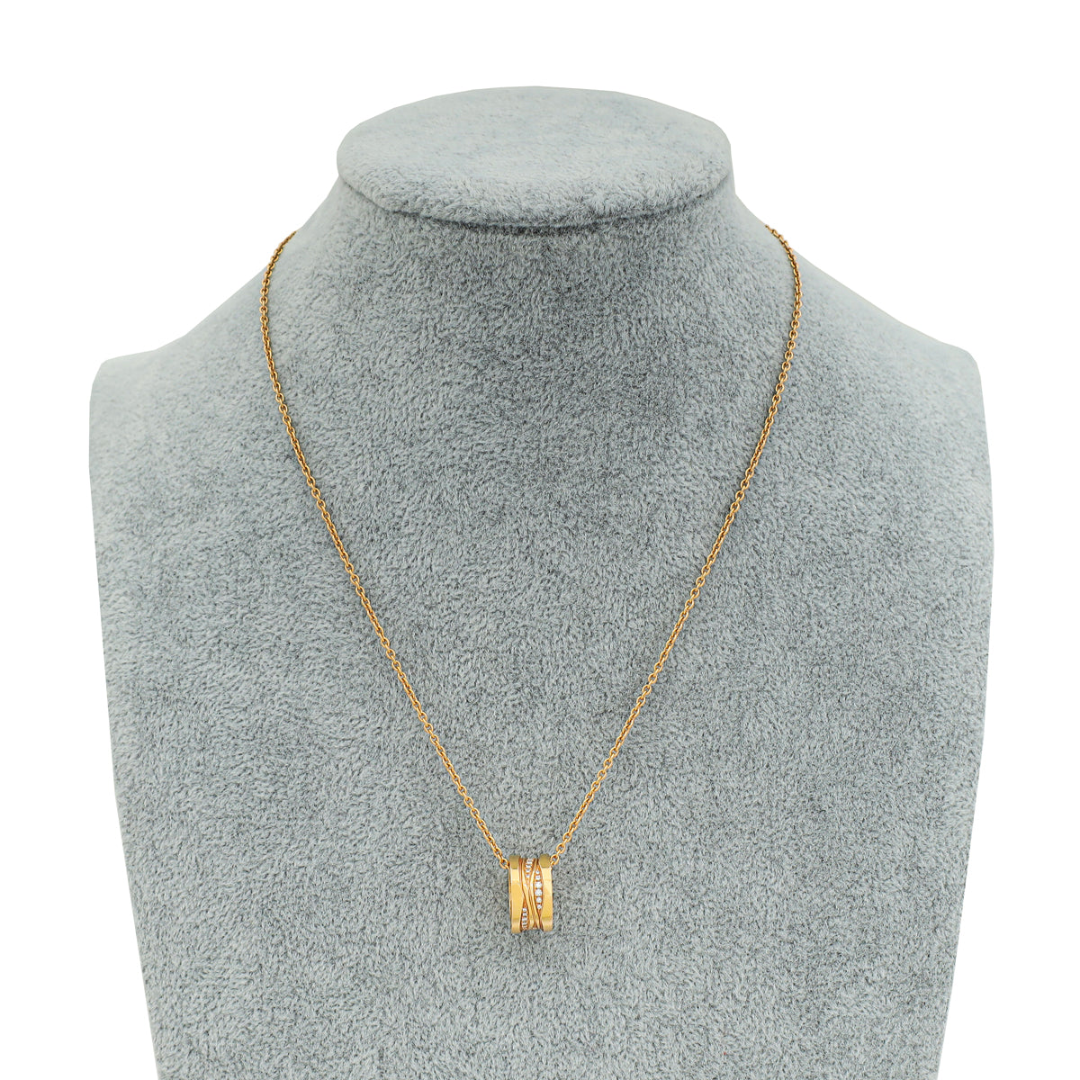 Bvlgari 18K Rose Gold B Zero 1 Legend Diamond Pendant Necklace