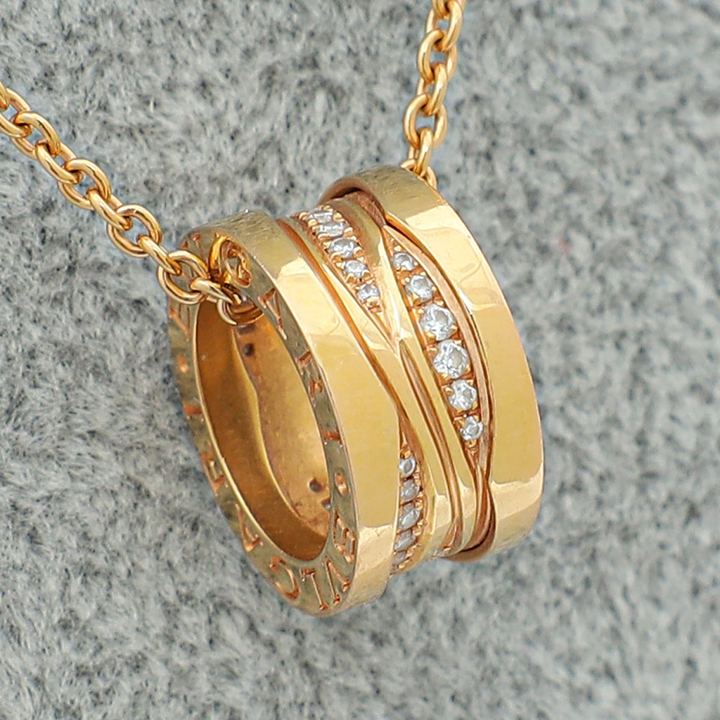 Bvlgari 18K Rose Gold B Zero 1 Legend Diamond Pendant Necklace
