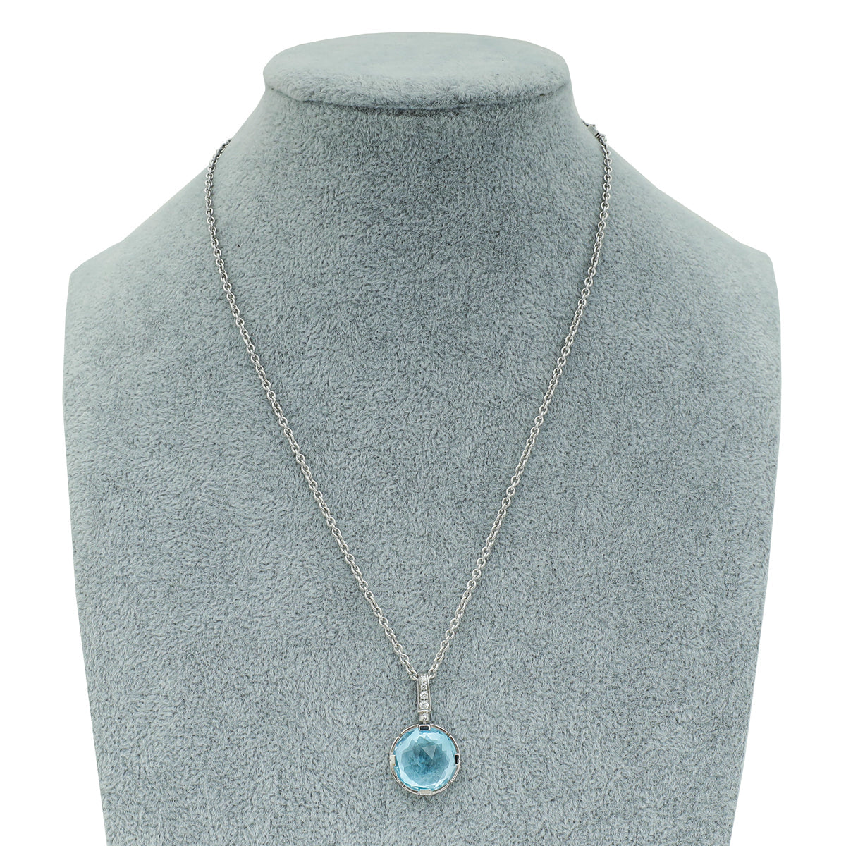 Bvlgari 18K White Gold Parentesi Topaz Diamonds Necklace