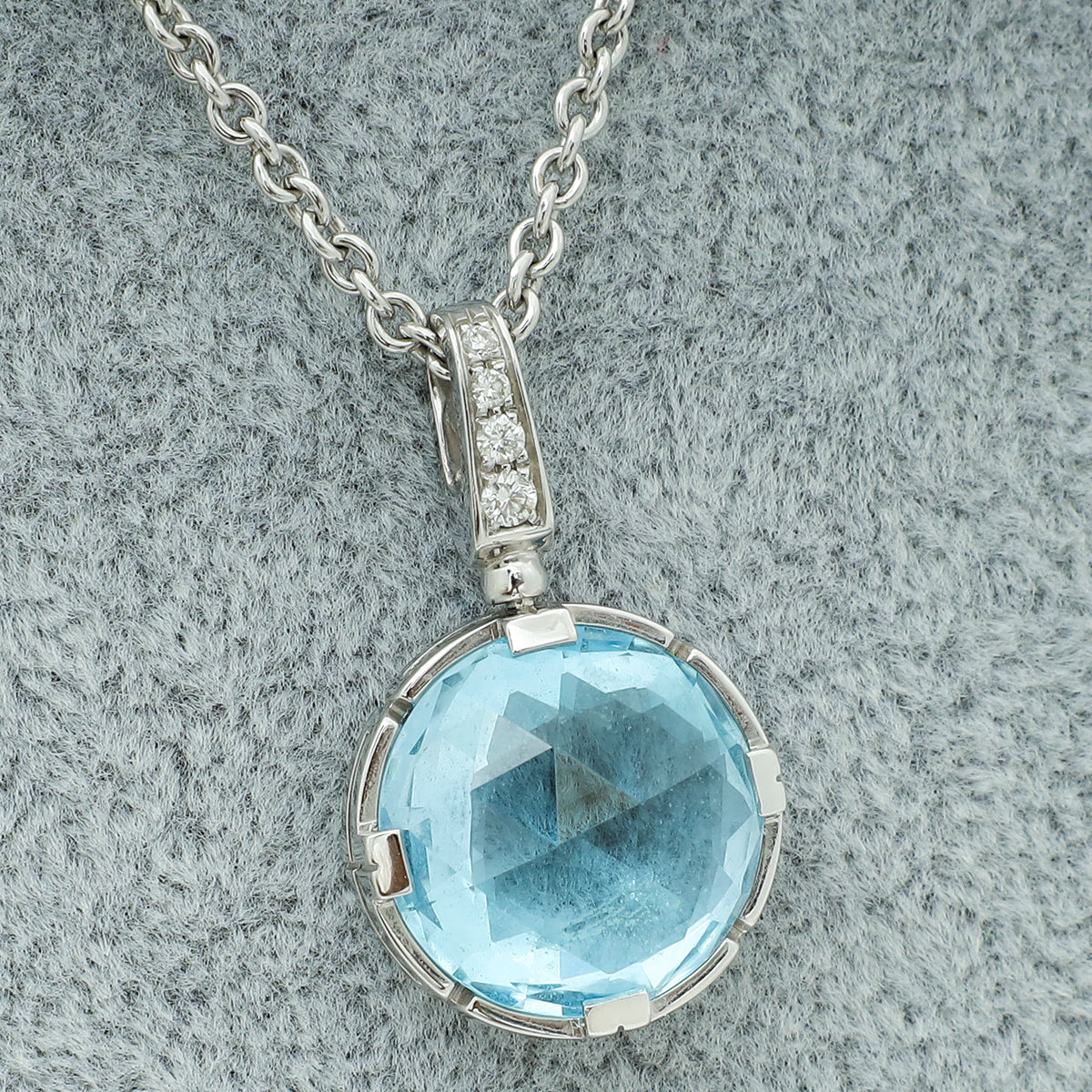 Bvlgari 18K White Gold Parentesi Topaz Diamonds Necklace