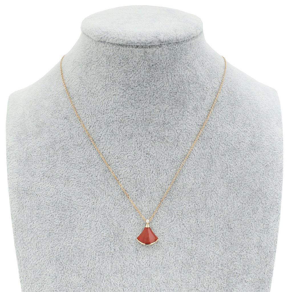 Bvlgari 18K Rose Gold Carnelian Diamond Diva's Dream Pendant Necklace